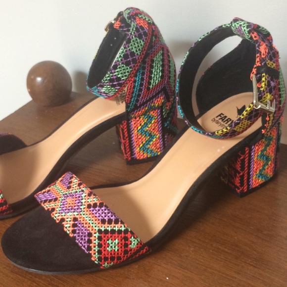 colorful block heel sandals
